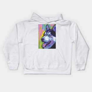 Siberian Husky Bright colorful pop dog art Kids Hoodie